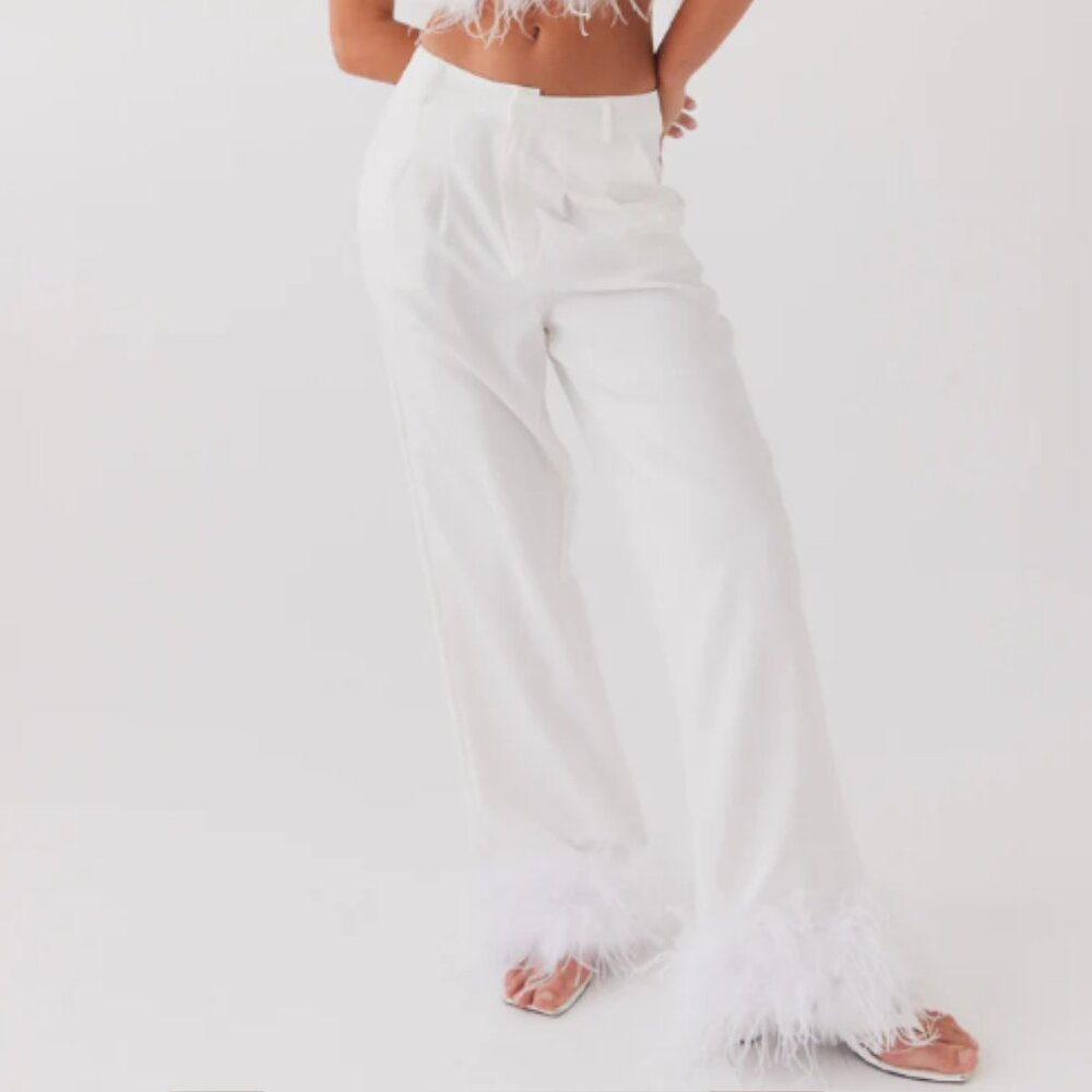 Peppermayo Exclusive - Shake It Off Feather Pants - Snow. Never worn with tags!!